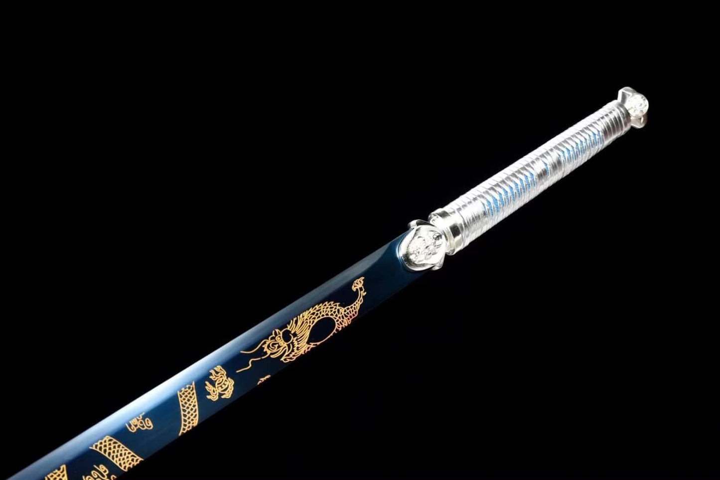 Tang Sword with High Carbon Steel Blue Blade and Dragon & Phoenix Engravings on Each Side