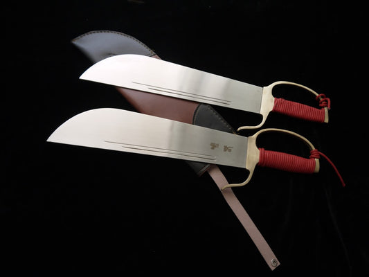 Wing Chun Bart Cham Dao,Stainless steel blade,Leather,Brass guard