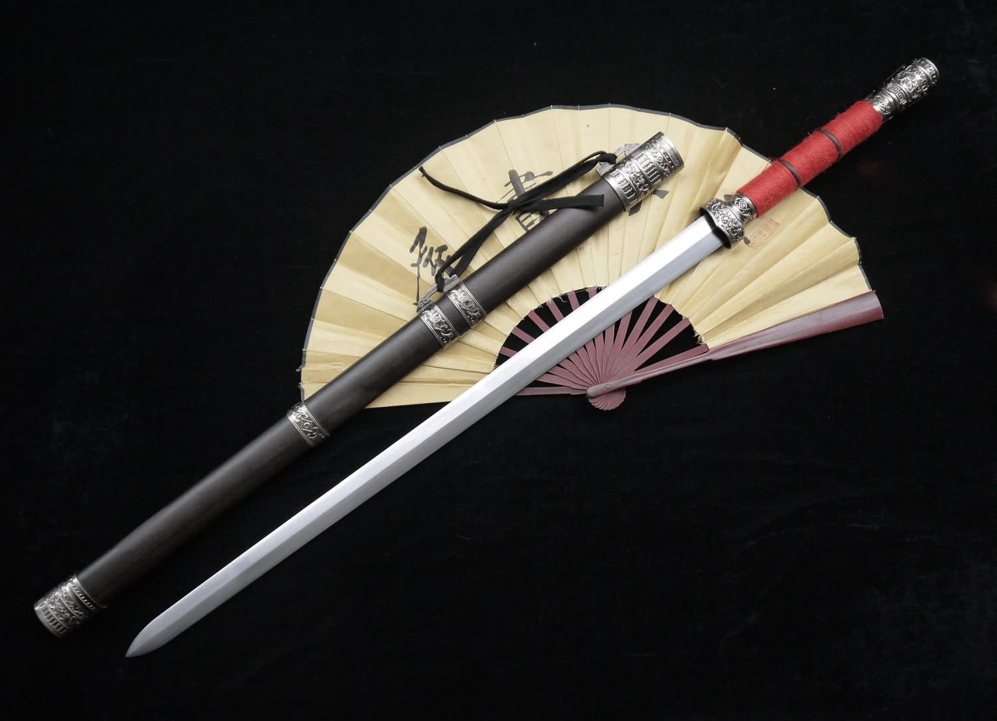 Traditional swords(High Manganese Steel blade,Black wood scabbard)Length 39"