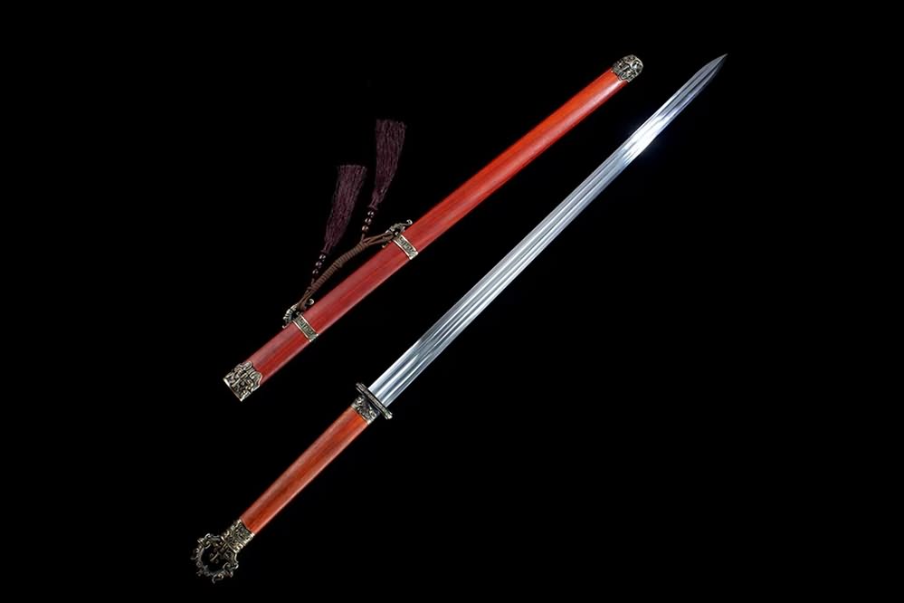 Tang jian,Battle Ready,Forged High Manganese Steel Blades,Redwood Scabbard