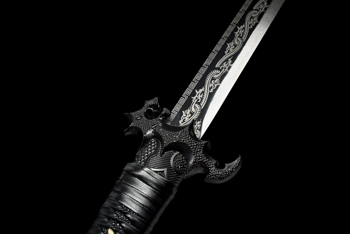 Dragon Tang dao Sword,Hand Forged High Carbon Steel Etched Blade,Alloy Fittings