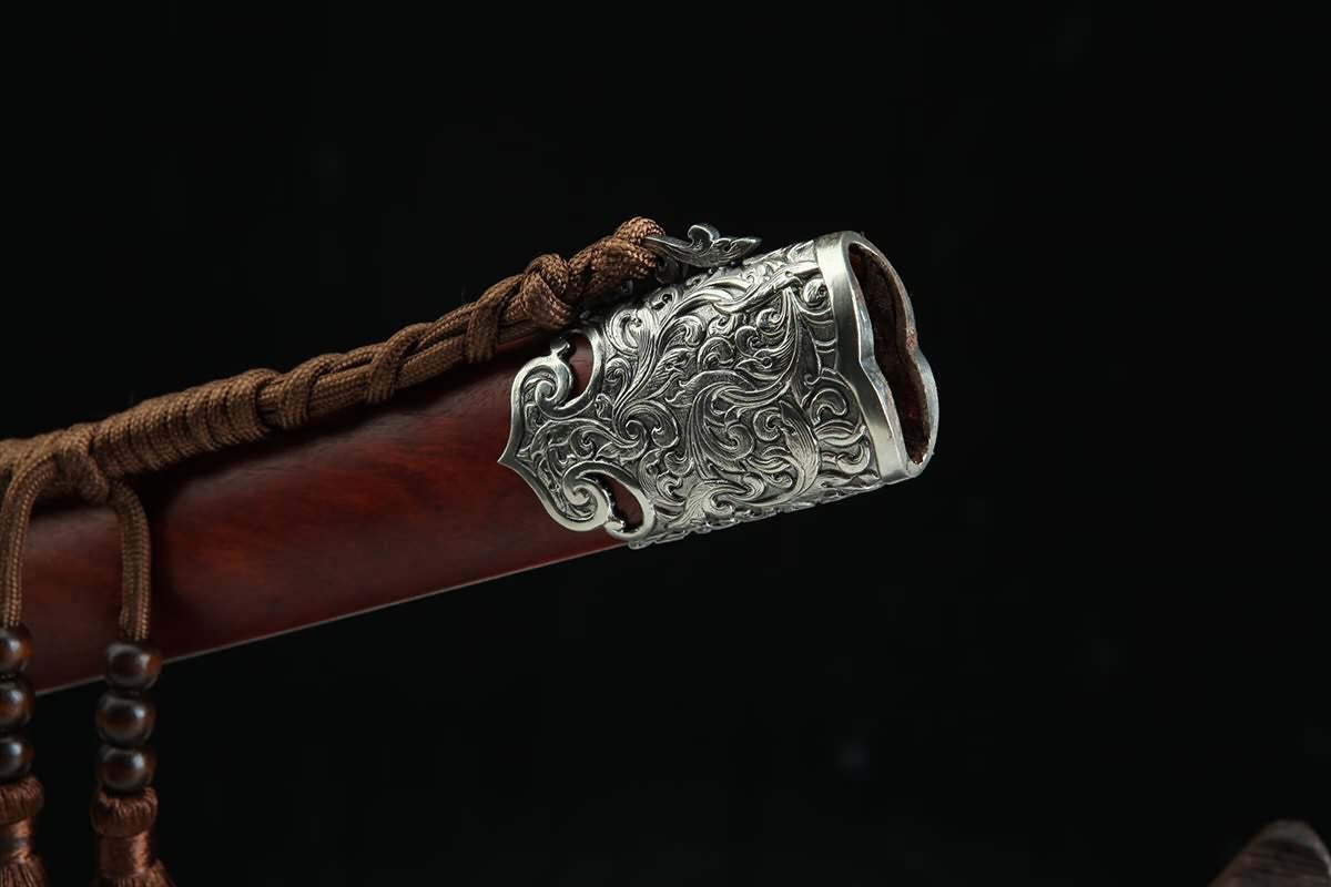 Tang Jian - Damascus Pattern Steel, Redwood Scabbard - Martial Arts Sword