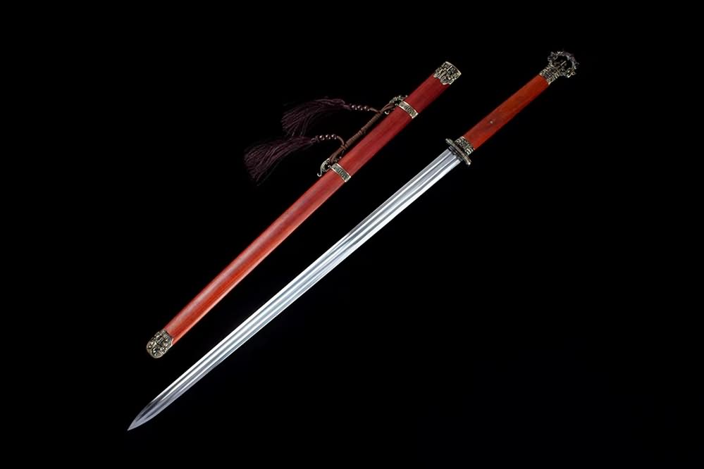 Tang jian,Battle Ready,Forged High Manganese Steel Blades,Redwood Scabbard