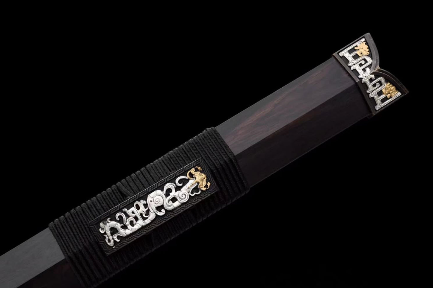 Exquisite Chinese Sword-Hand Forged Damascus Steel Blade,Ebony Handle,Brass Fittings