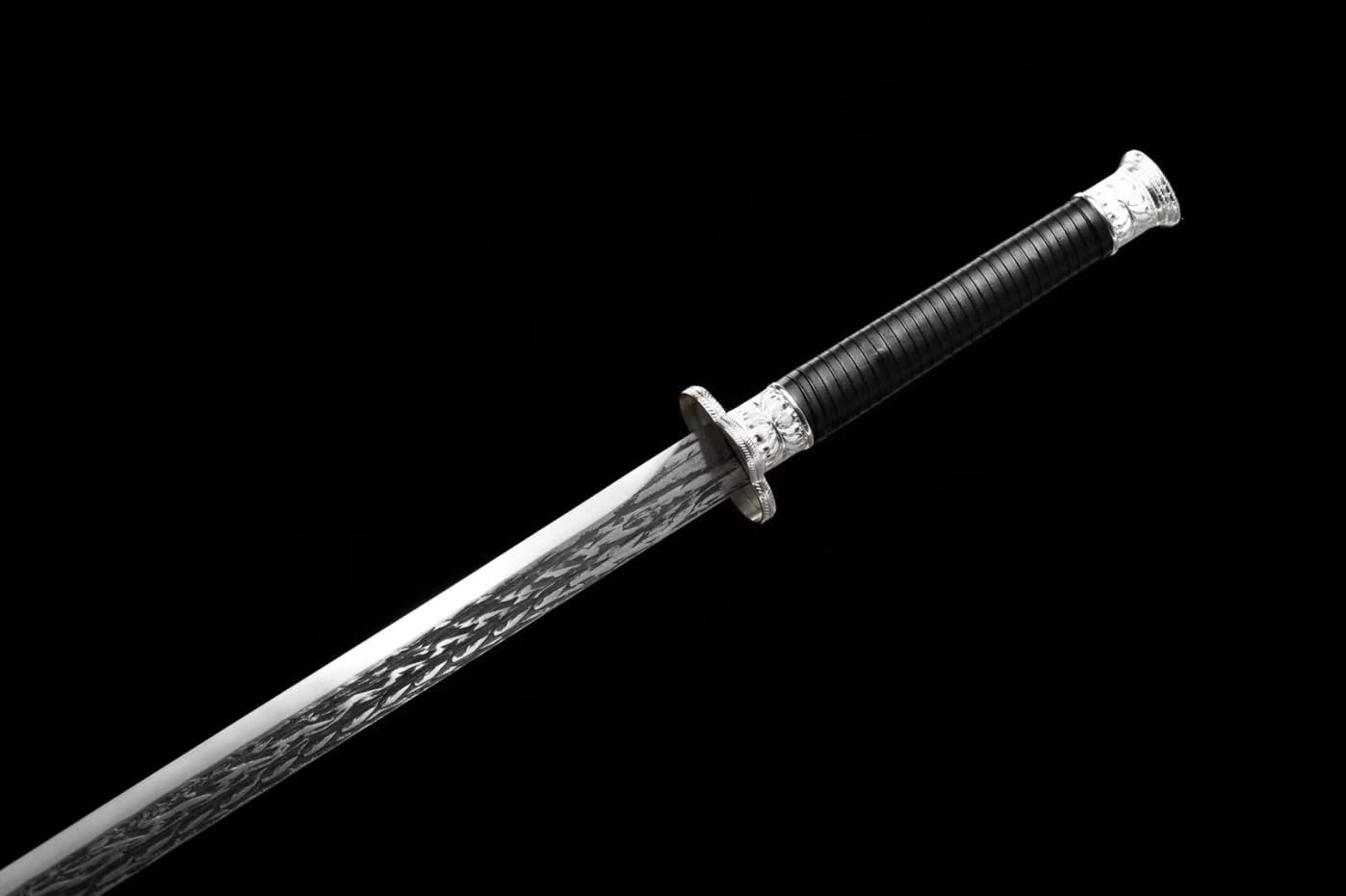 Tang sword Real High Carbon Steel Blade,Alloy Fittings,Leather Scabbard