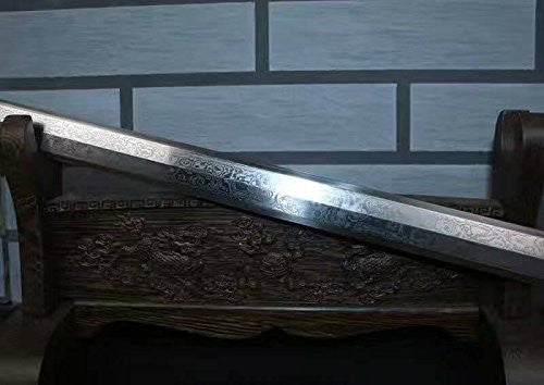 Zhizun sword,Folding pattern steel octahedral blade,Acid wooden,Alloy fittings