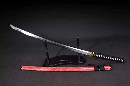 Samurai swords real sharp,Katana(Damascus steel,Skin Scabbard,Copper tosogu)Full tang,Length 39"