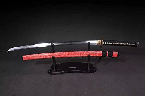 Samurai swords real sharp,Katana(Damascus steel,Skin Scabbard,Copper tosogu)Full tang,Length 39"