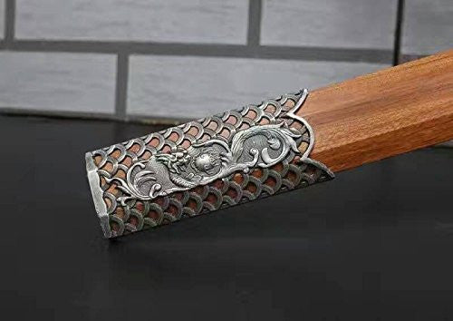 Zhizun sword,Folding pattern steel octahedral blade,Acid wooden,Alloy fittings