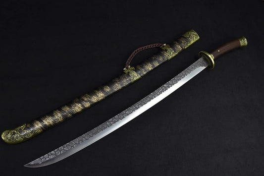 Qing dao swords,High carbon steel blade,Skin scabbard,Alloy fittings