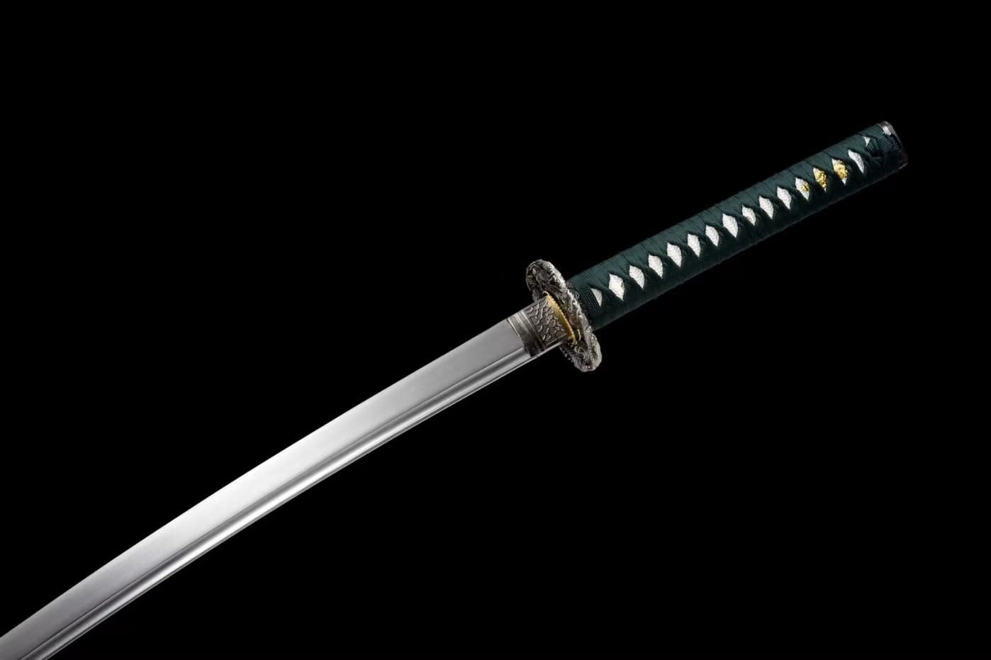 Sword Razor Sharp Samurai Forged Blade Kendo Green Scabbard