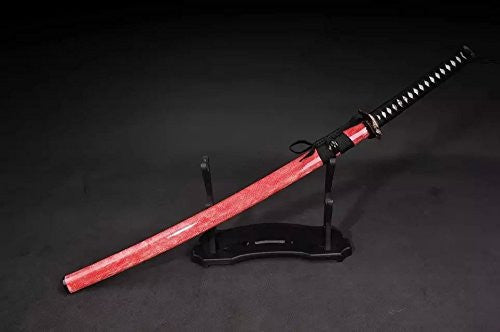 Samurai swords real sharp,Katana(Damascus steel,Skin Scabbard,Copper tosogu)Full tang,Length 39"