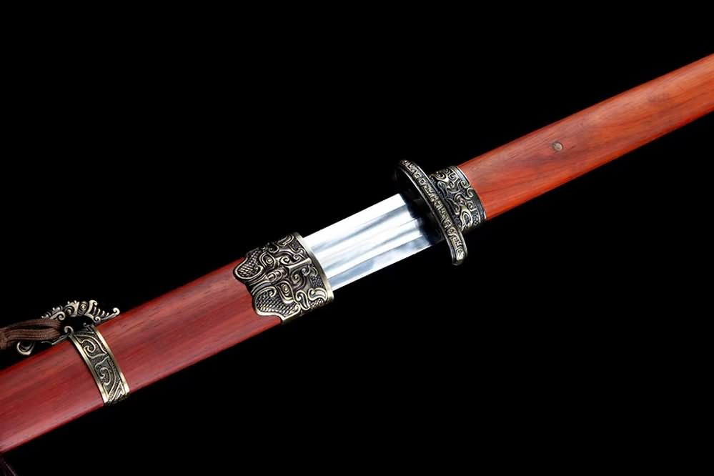 Tang jian,Battle Ready,Forged High Manganese Steel Blades,Redwood Scabbard