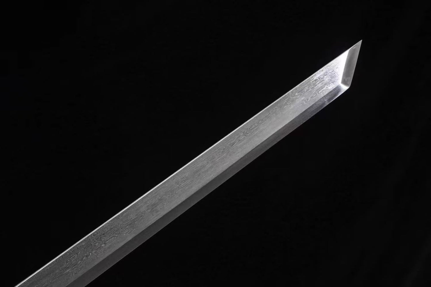 Traditional Tang Sword-Hand Forged Damascus Steel Blade,Brass Scabbard