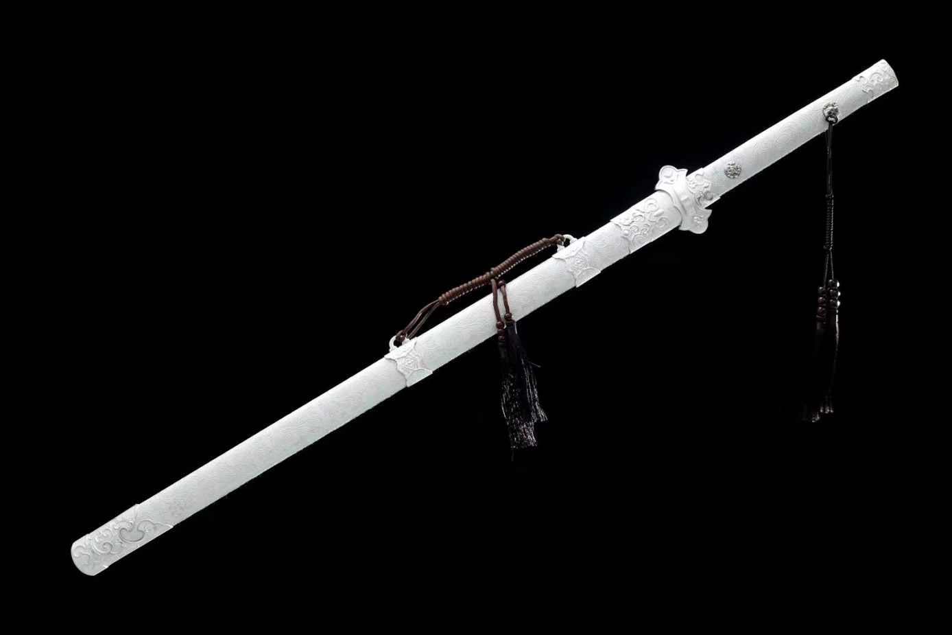 Tang jian Swords Real Damascus Steel Blade,Alloy Fittings,Silver Appearance