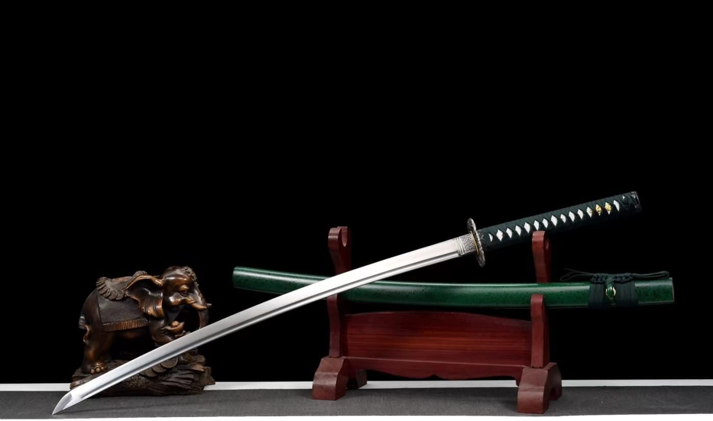 Sword Razor Sharp Samurai Forged Blade Kendo Green Scabbard