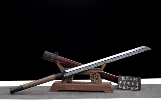 Broadsword Real,High Carbon Steel Blade,Alloy Fittings,Solid Wood Scabbard