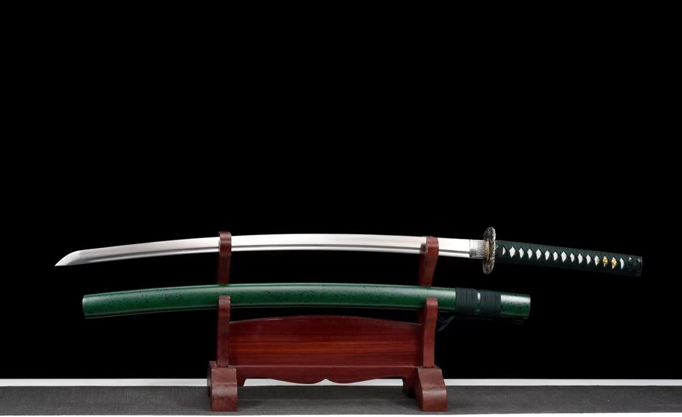 Sword Razor Sharp Samurai Forged Blade Kendo Green Scabbard