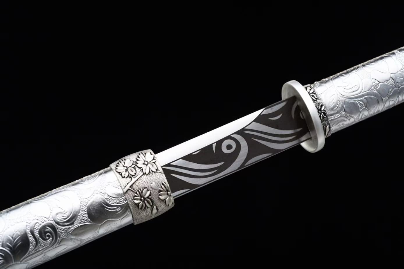 Silver Straight Sword Forged Spring Steel Blades,Alloy Fittings