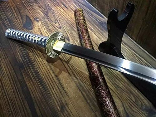 Katana/T10 high carbon steel blade/Wood scabbard/Brass fittings