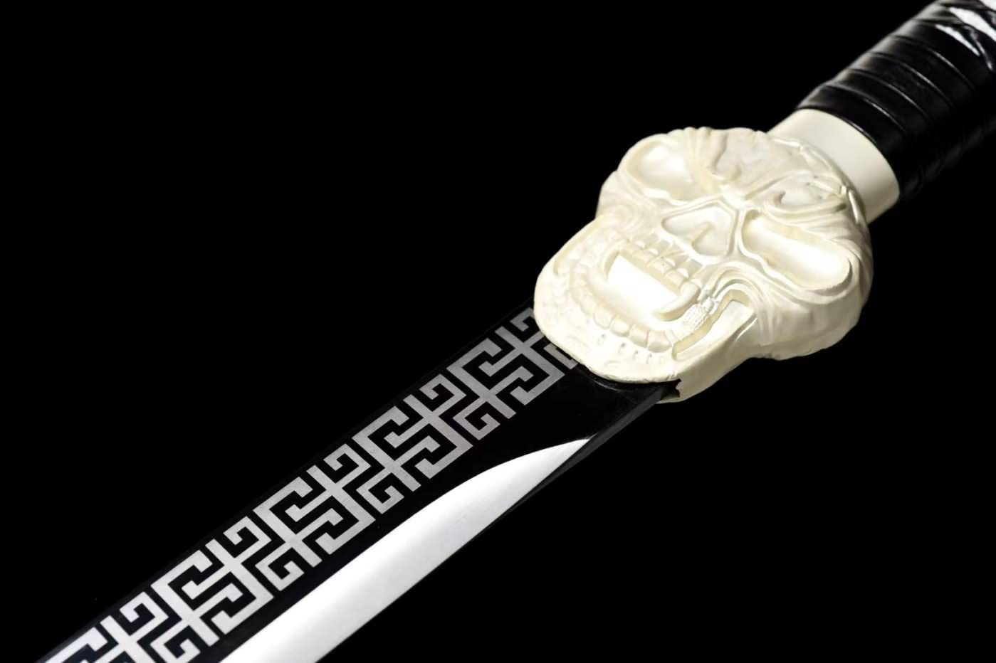 Tang Knife Real,High Carbon Steel Etched Blade,Alloy Fittings