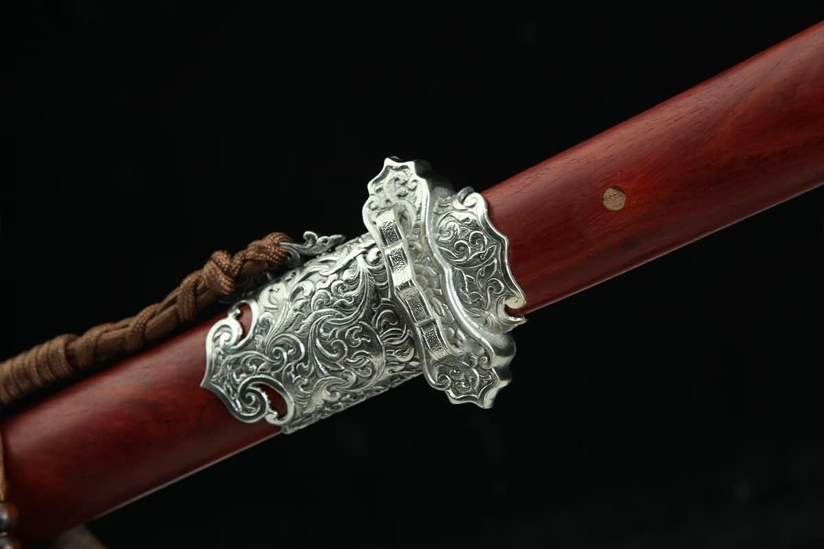 Tang Jian - Damascus Pattern Steel, Redwood Scabbard - Martial Arts Sword