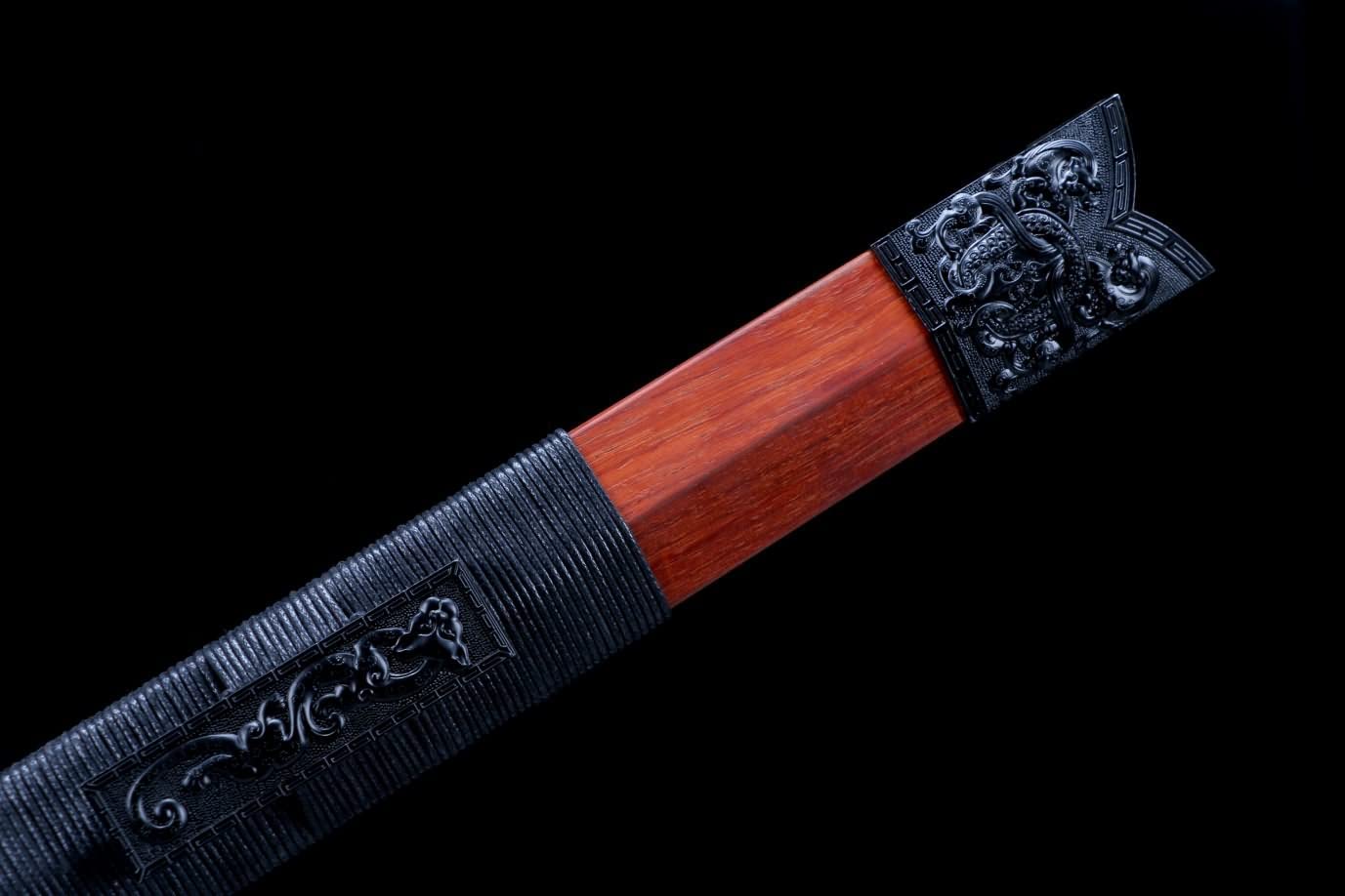 Han jian,Kung fu,High Carbon Steel Etched Blade,Redwood Scabbard