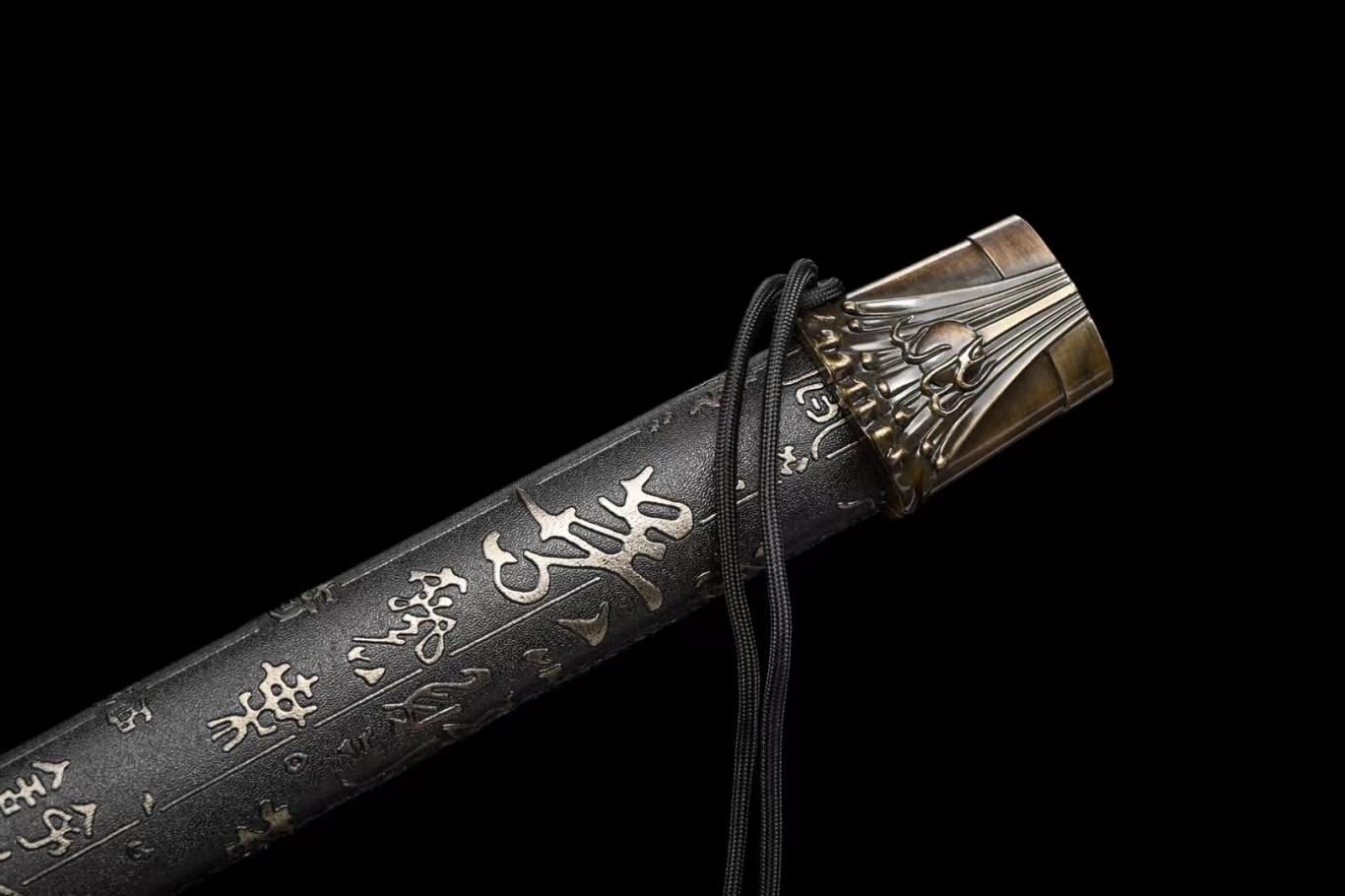 Dragon Tang dao(Forged Blade,Alloy Fittings,Leather Scabbard) Full Tang