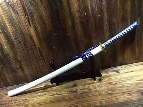 Samurai sword/T10 high carbon steel blue blade/Solid wood Scabbard