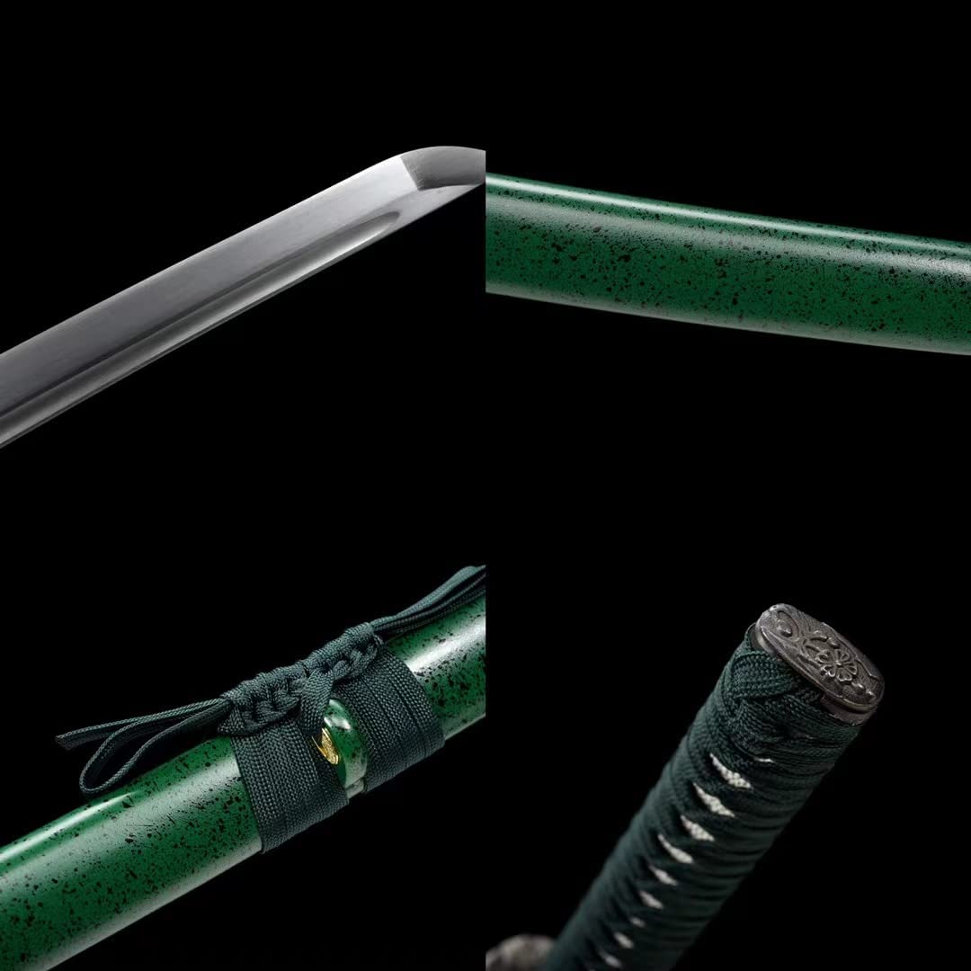 Sword Razor Sharp Samurai Forged Blade Kendo Green Scabbard