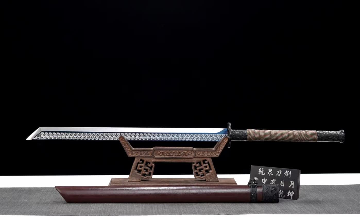 Broadsword Real,High Carbon Steel Blade,Alloy Fittings,Solid Wood Scabbard