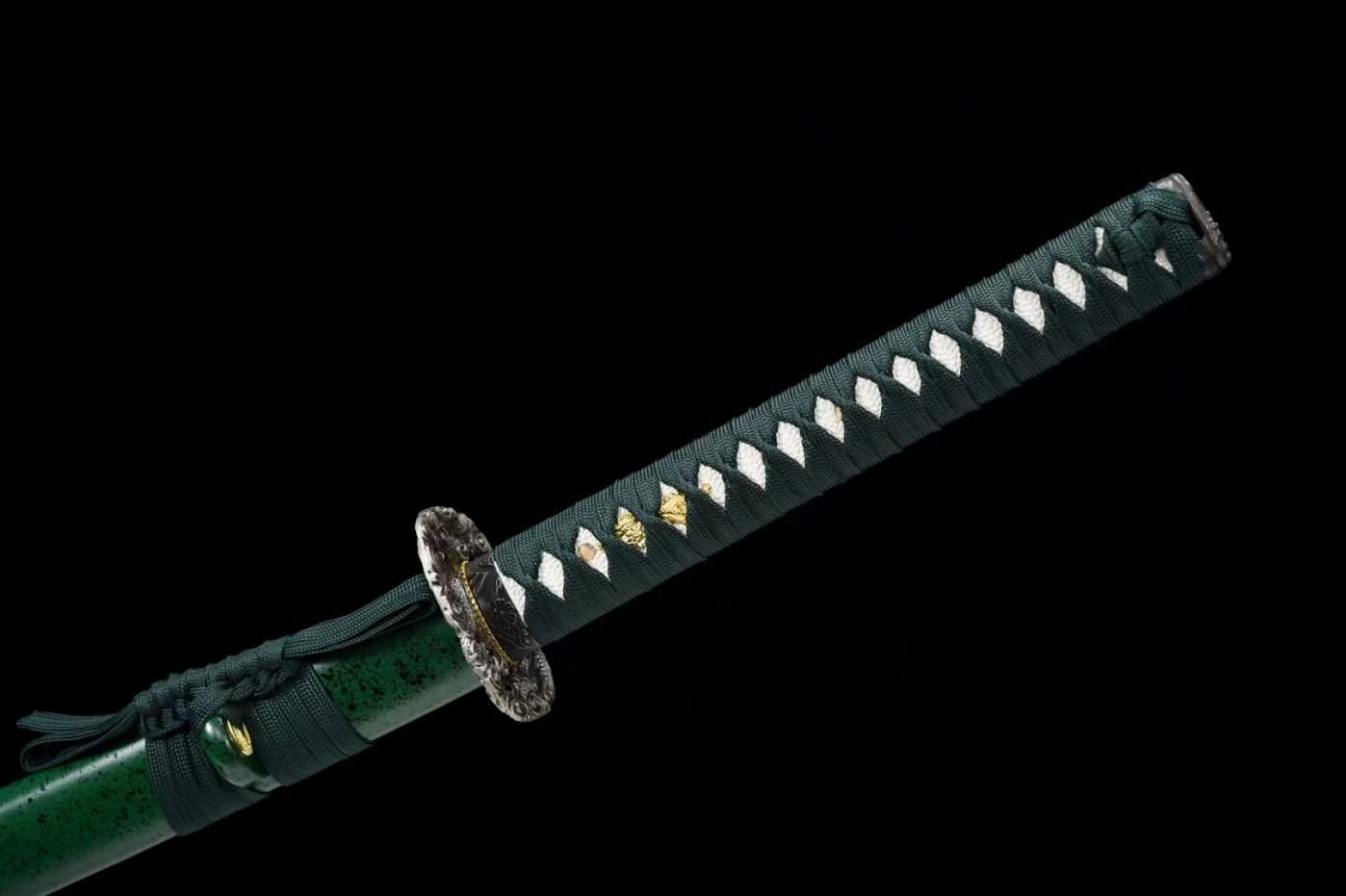 Sword Razor Sharp Samurai Forged Blade Kendo Green Scabbard