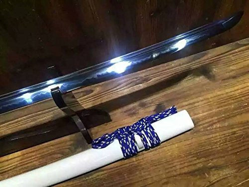 Samurai sword/T10 high carbon steel blue blade/Solid wood Scabbard