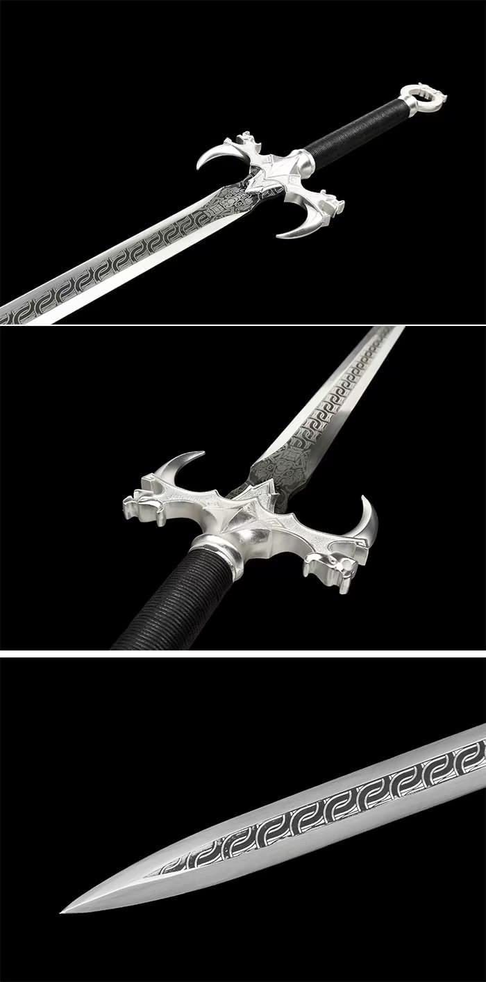 Knight Swords Forged high Carbon Steel Blades,Alloy Fittings,Fake Leather Scabbard