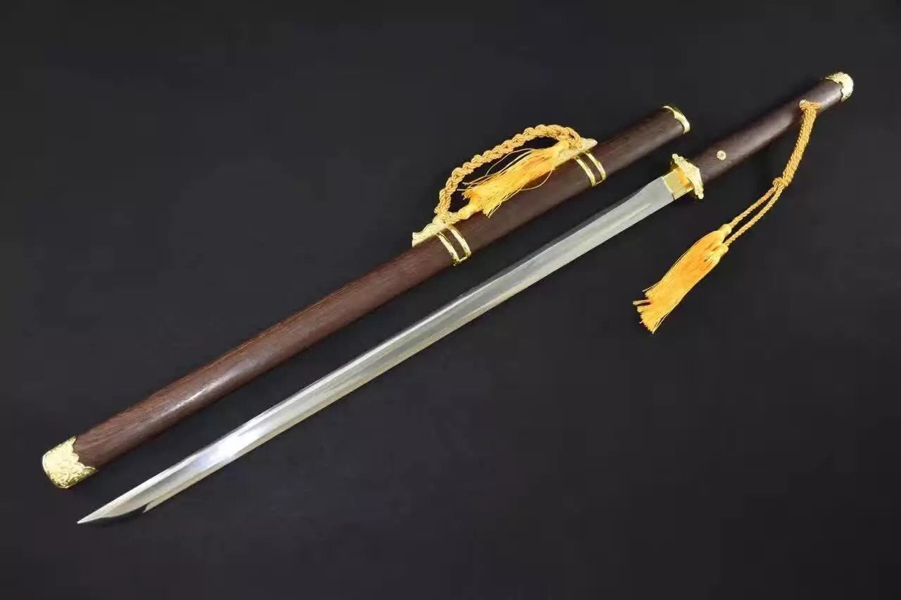 Tang dao/High manganese steel/Rosewood scabbard/Alloy fitted/Length 40"