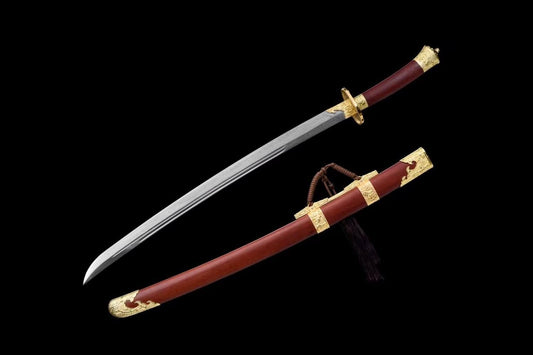 Qing dao Sword Real,Damascus Steel Steel Blade,Rosewood