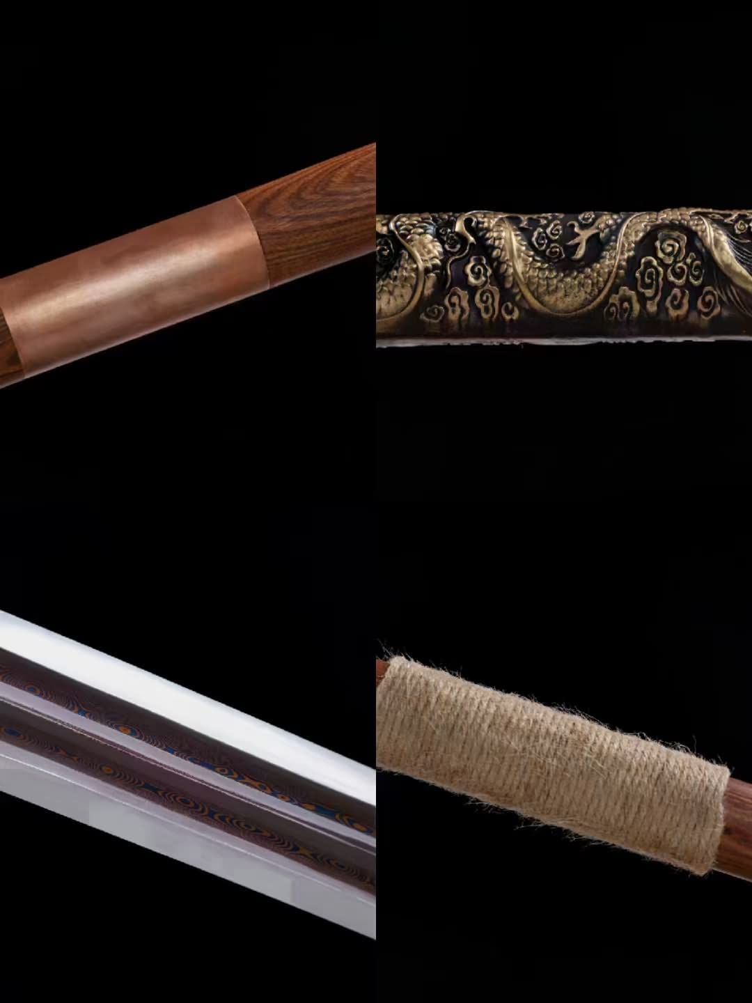 Dragon Spear,Forged Damascus Steel Spearhead,Rosewood Rod