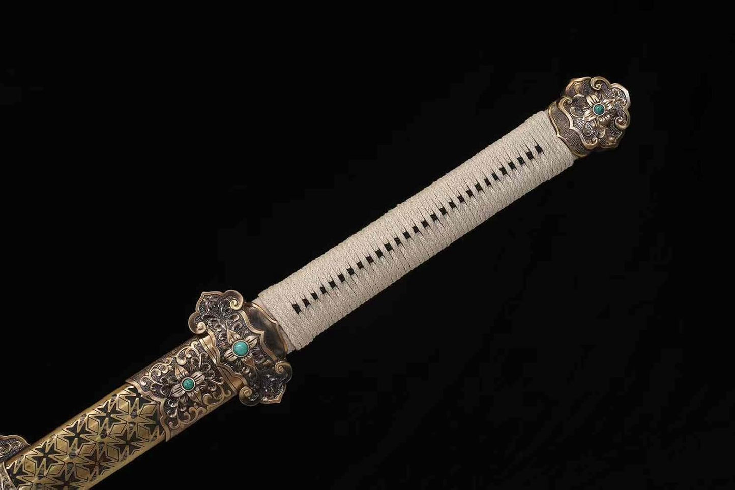 Tang Dynasty Sword – Forged Damascus Steel Blade,Brass Engraved Scabbard