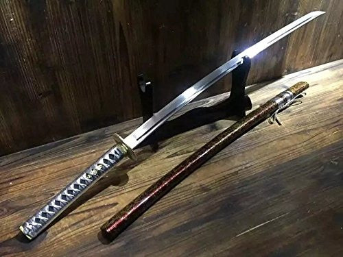 Katana/T10 high carbon steel blade/Wood scabbard/Brass fittings