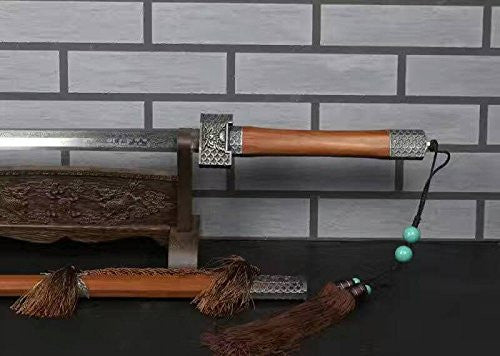 Zhizun sword,Folding pattern steel octahedral blade,Acid wooden,Alloy fittings