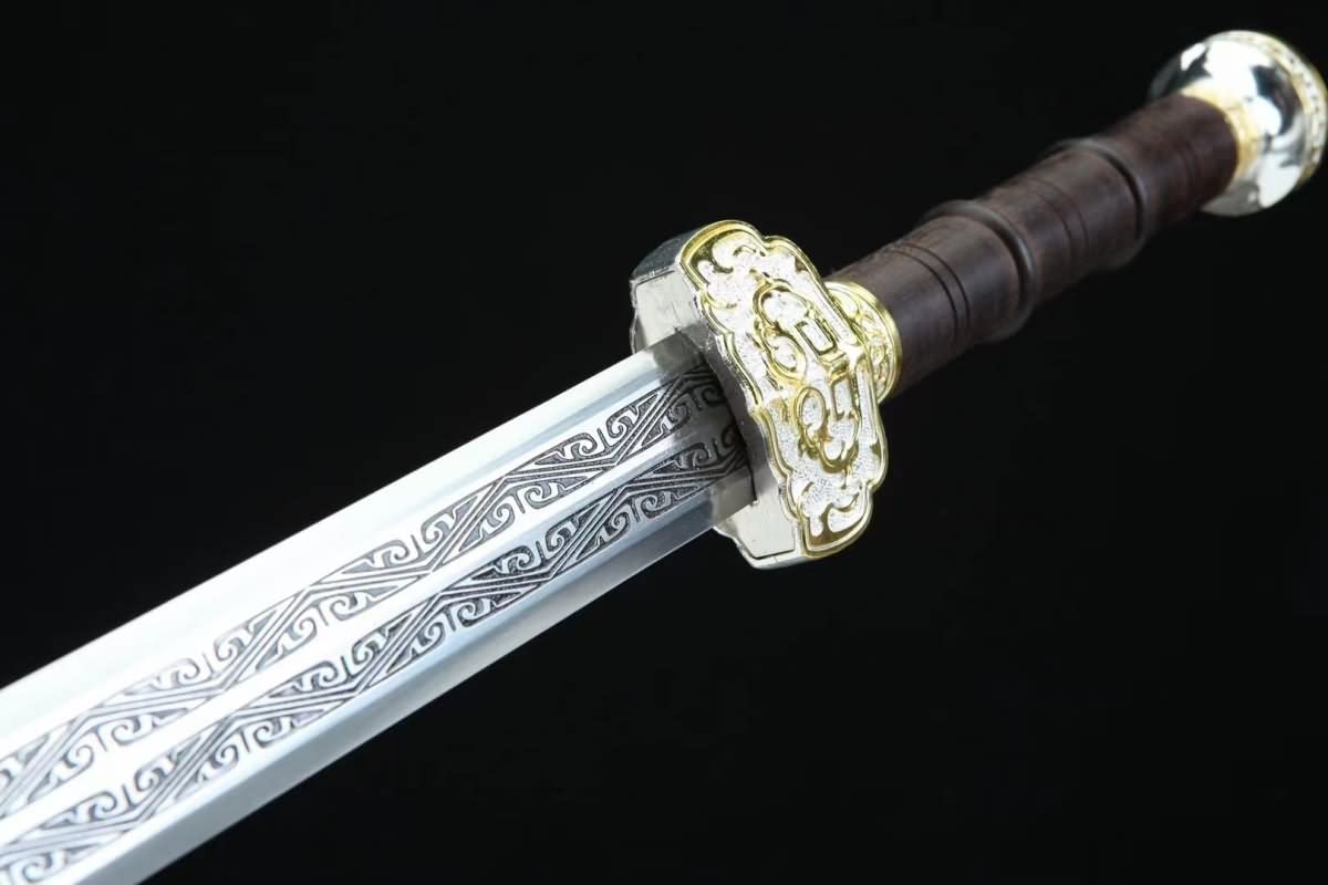 Ruyi jian Sword Real,Forged High Carbon Steel Etch Blade,Alloy Fittings