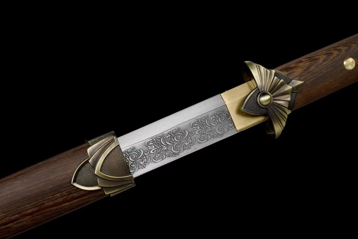 Tang dao High Carbon Steel Blade,Alloy Fittings,Rosewood Scabbard