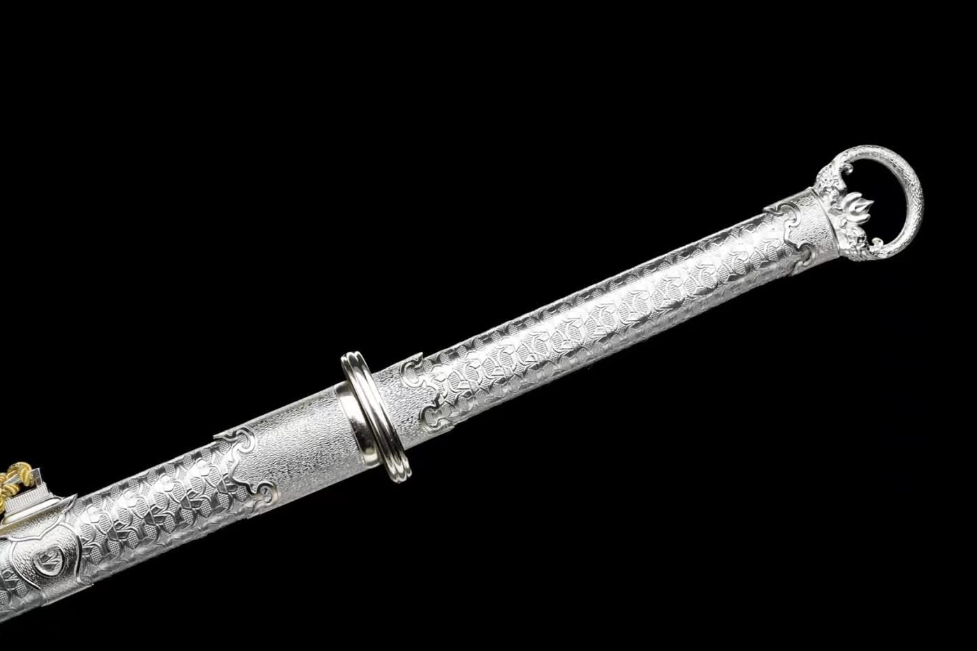 Tang Swords Real,High Carbon Steel,Silver Blade and Scabbard