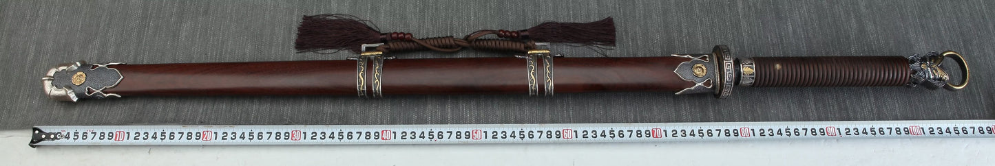 Tang dao Swords Real Damascus Blade,Brass Fittings,Rosewood Scabbard