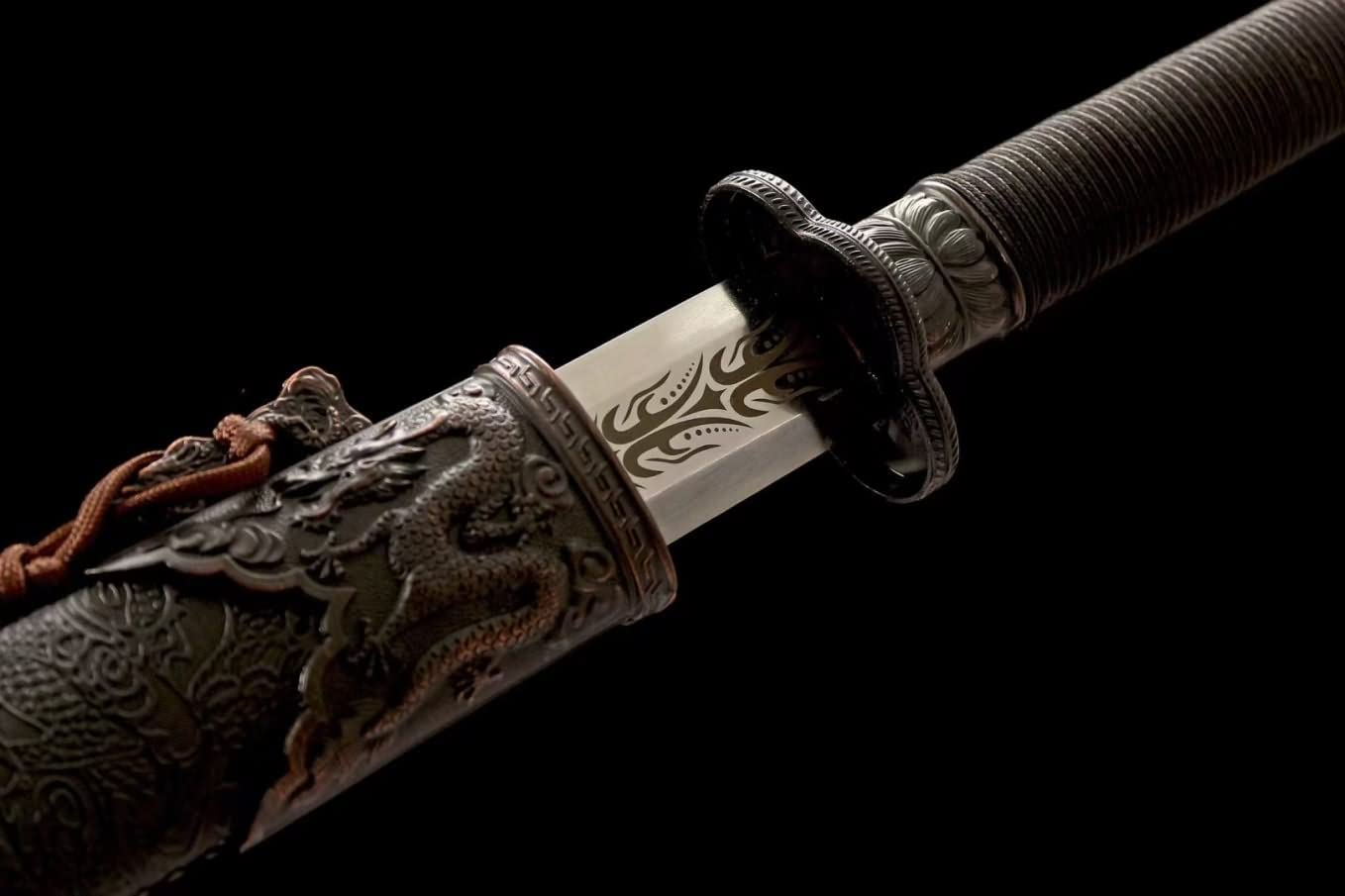 War Sword Real jian,Battle Ready,Hand Forged Etched Blades