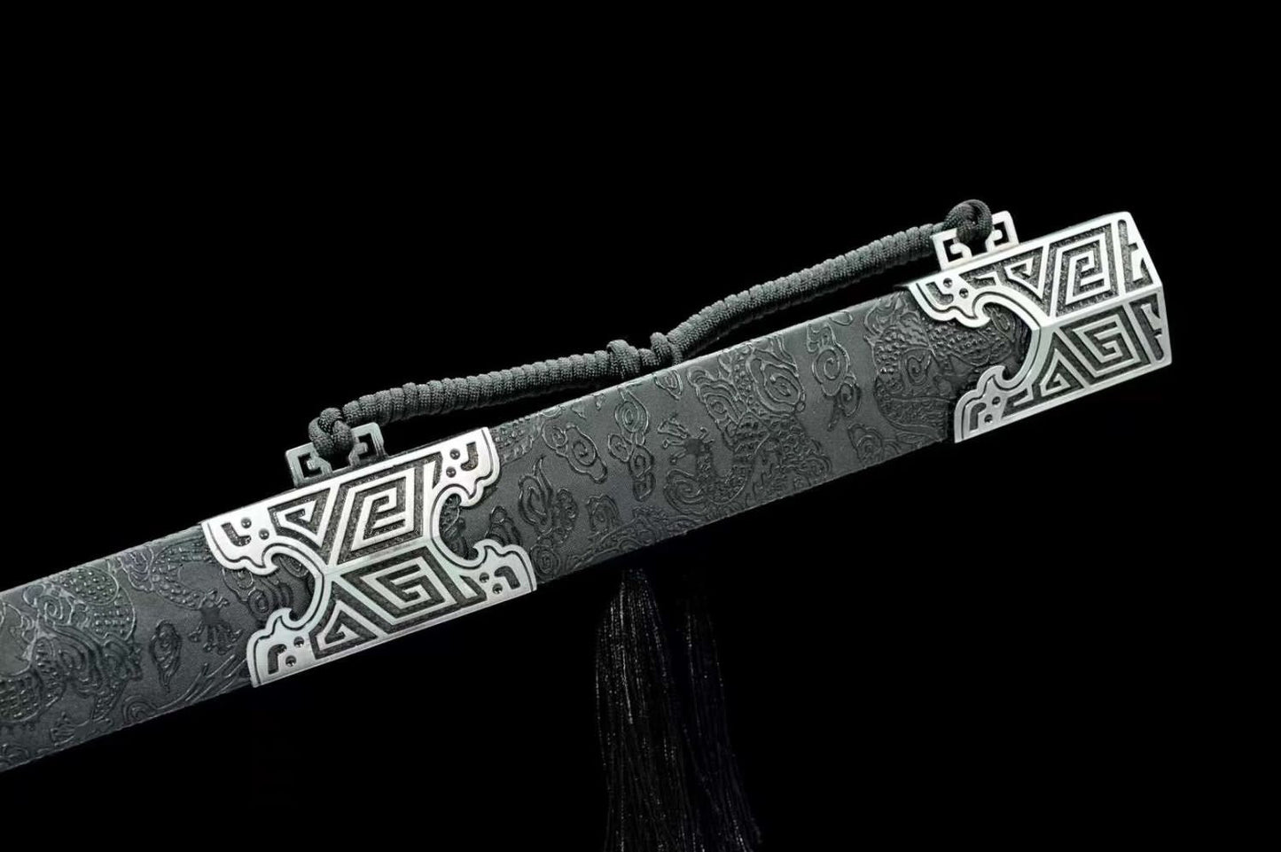 Qin Dynasty Style Sword-Traditional Forged High Carbon Steel-Faux Leather Scabbard