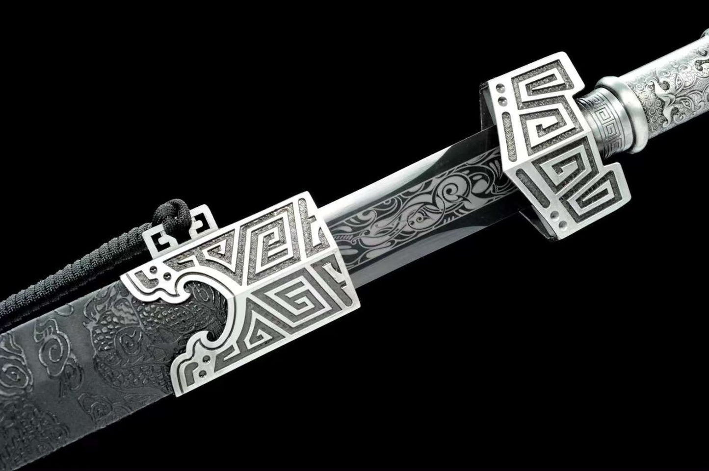 Qin Dynasty Style Sword-Traditional Forged High Carbon Steel-Faux Leather Scabbard