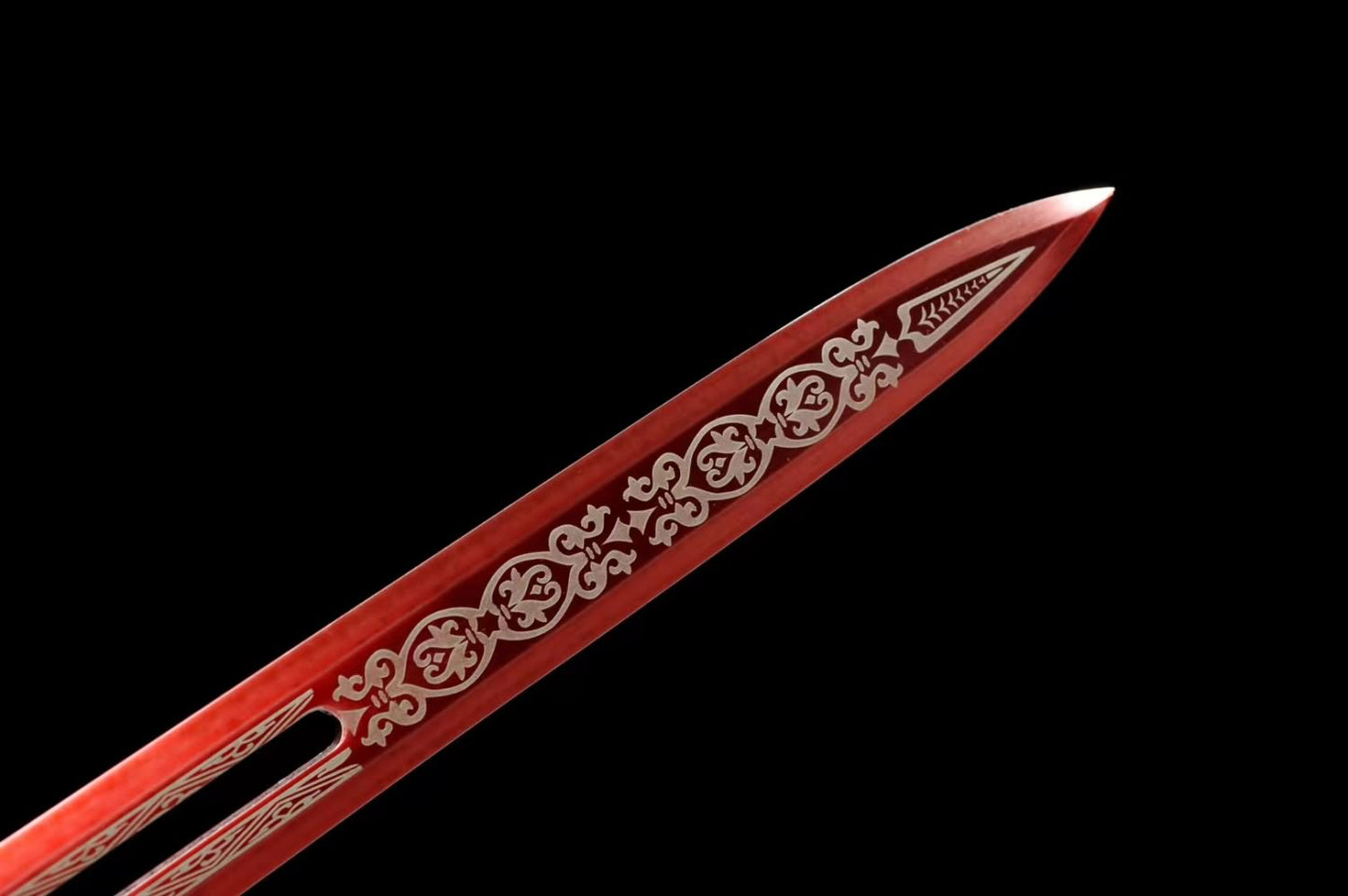 Traditional Chinese Sword High carbon Steel Blade with Blood-Red Hollow Design