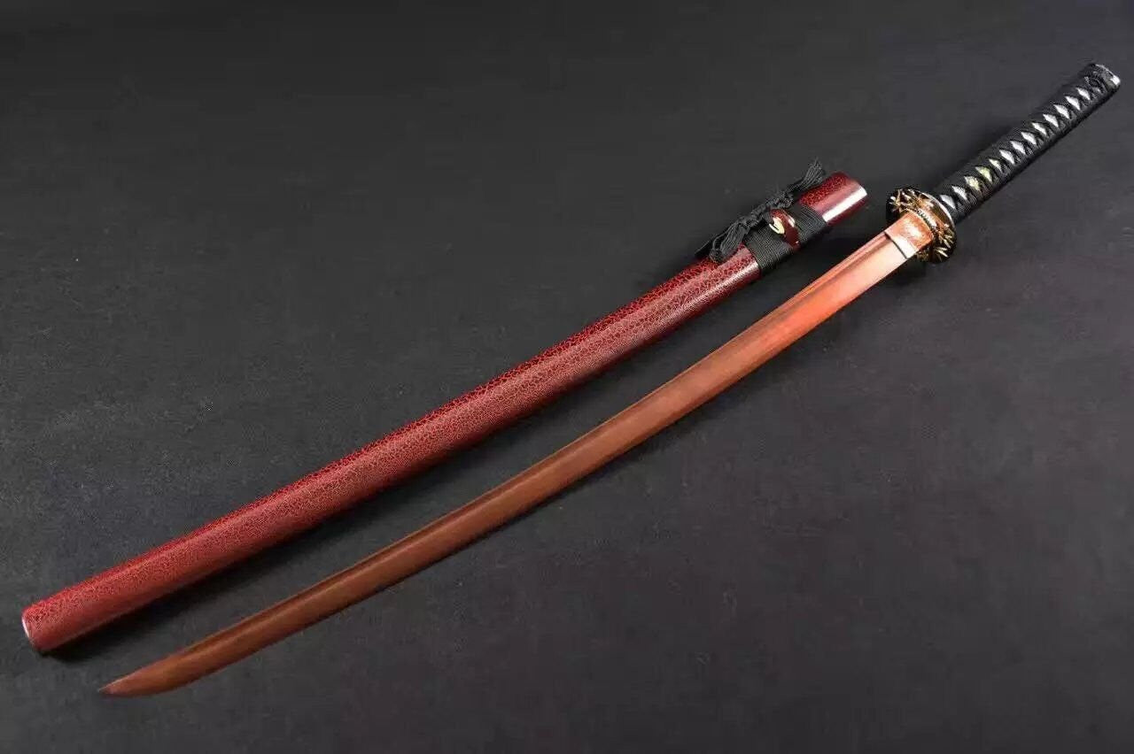 Samurai sword/Katana uchigatana/High manganese steel red blade/Wood scabbard/Full tang/Length 39"