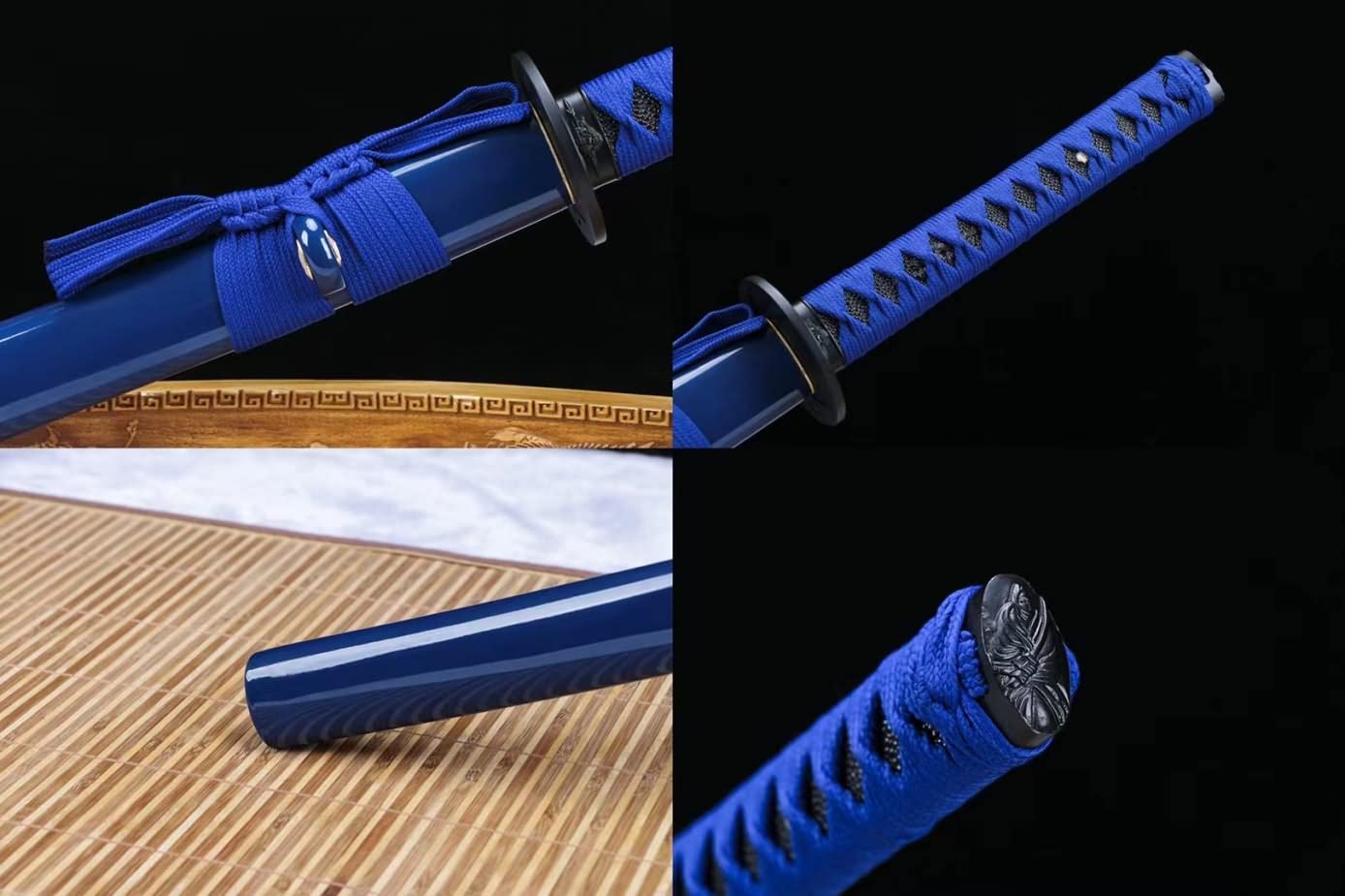 Katanas,Hand Forged High Carbon Steel Blades,Blue Scabbard